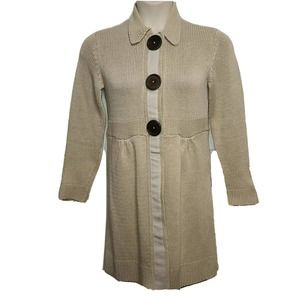 Boden 100% Beige Sweater Jacket Knit Duster Womens sz 10 Cute W Yoga Pants WSB2